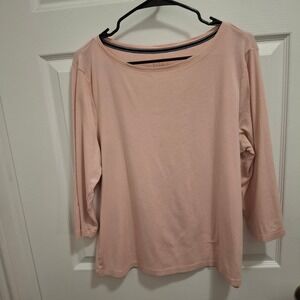 Talbots Women's XL Powder Pink Pima Cotton‎ 3/4 Sleeve Top Comfort Casual